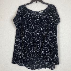 Black and white women blouse polka dot pattern tied in the front